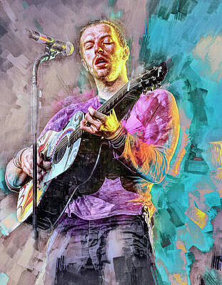 Musician Mixed Media Rights Managed Images - Chris Martin, Coldplay Royalty-Free Image by Mal Bray