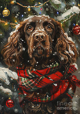 Mammals Royalty-Free and Rights-Managed Images - Christmas Boykin Spaniel Xmas animal holiday Merry Christmas by Clint McLaughlin