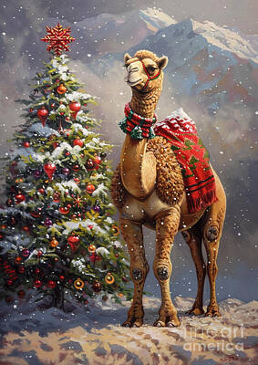 Mammals Royalty-Free and Rights-Managed Images - Christmas Camel Xmas animal holiday Merry Christmas by Clint McLaughlin