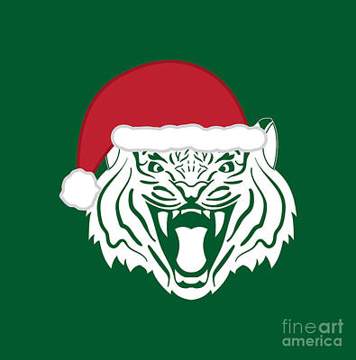 Animals Digital Art - Christmas Tiger by College Mascot Designs