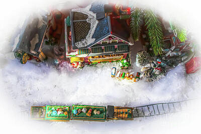 Modern Man Classic Golf - Christmas Village and Train Under the Tree by Susan VineyardDig