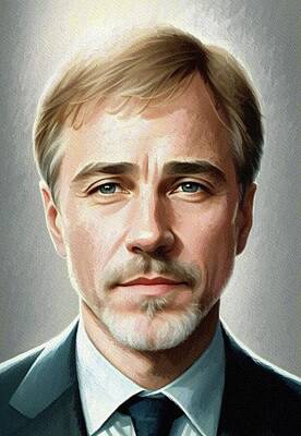 Celebrities Painting Royalty Free Images - Christolph Waltz, Actor Royalty-Free Image by Sarah Kirk
