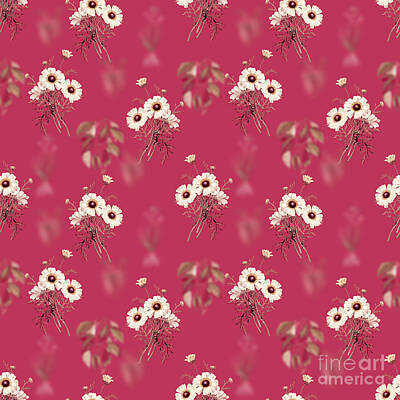 Florals Mixed Media - Chrysanthemum Botanical Seamless Pattern in Viva Magenta n.0972 by Holy Rock Design