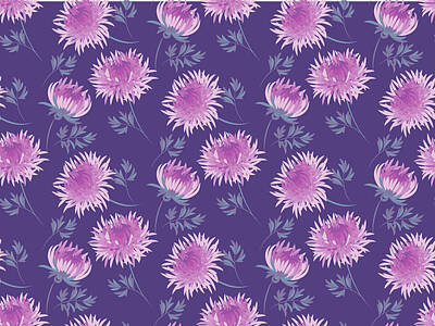 Little Mosters - Chrysanthemum flower seamless pattern in violet elegant color by Julien