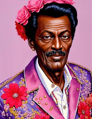 Rock And Roll Paintings - Chuck Berry, a Melodic Masterpiece by Vincent Monozlay