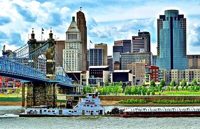 Female Outdoors - Cincinnati Ohio River Barge by Frozen in Time Fine Art Photography