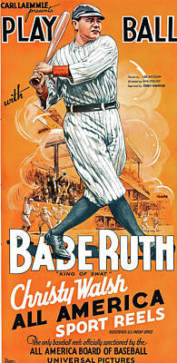 Athletes Royalty-Free and Rights-Managed Images - Circa 1932 Babe Ruth Play Ball by Artistic Rifki
