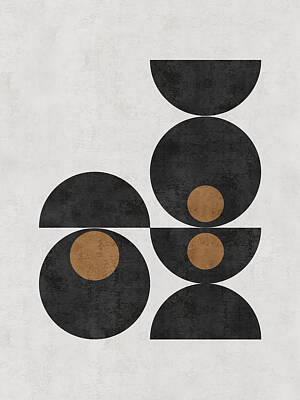 Royalty-Free and Rights-Managed Images - Circle and Halves 02 - Abstract, Minimal - Mid Century Modern Art by Studio Grafiikka