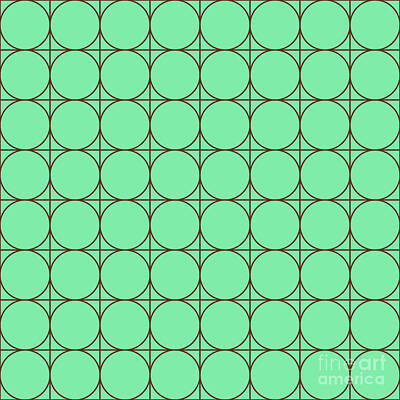 Royalty-Free and Rights-Managed Images - Circle In Square Tile Pattern In Mint Green And Chocolate Brown n.1089 by Holy Rock Design