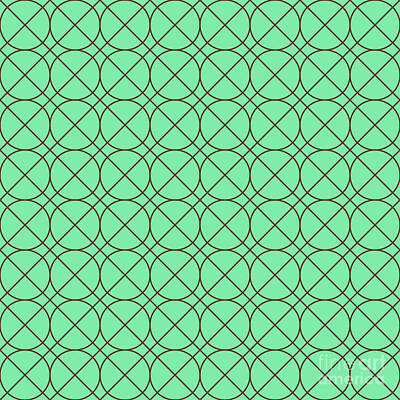 Royalty-Free and Rights-Managed Images - Circle On Diagonal Grid Pattern In Mint Green And Chocolate Brown n.0043 by Holy Rock Design