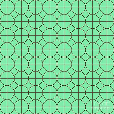 Royalty-Free and Rights-Managed Images - Circle On Grid Pattern In Mint Green And Chocolate Brown n.1417 by Holy Rock Design