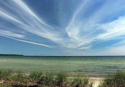 Lake Life Royalty Free Images - Cirrus Clouds Over Lake Michigan Royalty-Free Image by David T Wilkinson
