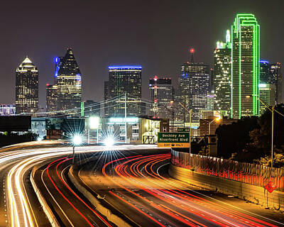 Skylines Photos - City of Dallas At Night by Gregory Ballos