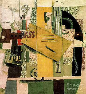 Scifi Portrait Collection - Clarinet, Bottle of Bass, Newspaper, Ace of Clubs by Pablo Picasso  by Pablo Picasso