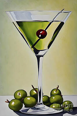 Martini Digital Art - Classic cocktail by Sen Tinel