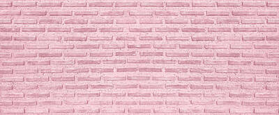 Royalty-Free and Rights-Managed Images - Classic Pink background. Pink Vintage Brick Wall texture seamless pattern. Horizontal Wide Brickwall Background. Grungy pink Brick Blank Wall Texture. Romance background.  by Julien