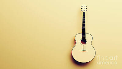Man Cave - Classical acoustic guitar on yellow background. by Michal Bednarek