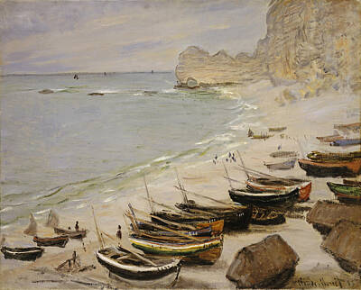 Target Threshold Nature Royalty Free Images - Claude Monet  Boat On The Beach At Etretat 1883 Royalty-Free Image by Arpina Shop