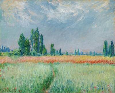 Longhorn Paintings - Claude Monet French 1840 1926  Wheat Field by Arpina Shop