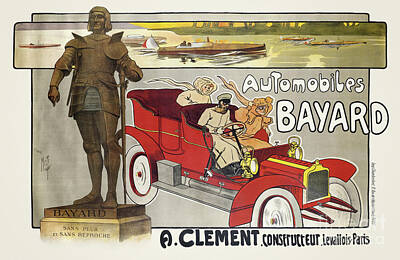 Transportation Drawings - Clement Bayard Automobiles France Vintage Poster by Vintage Treasure