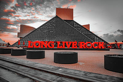 Rock And Roll Royalty-Free and Rights-Managed Images - Cleveland Ohio Rock and Roll Hall Of Fame In Selective Color by Gregory Ballos