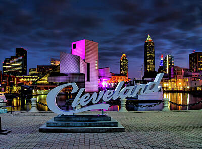 Best Sellers - Skylines Mixed Media - Cleveland Skyline by Optical Playground By MP Ray