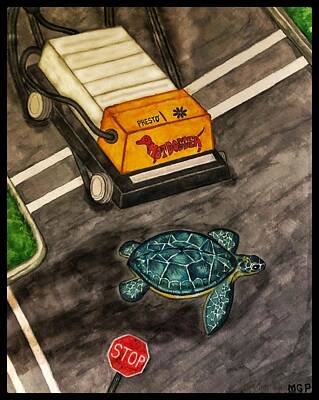 Reptiles Paintings - Close Call W/ Border by Michael Panno