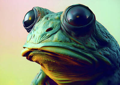 Animals Digital Art - Close up Frog Portrait by Wyatt Keller