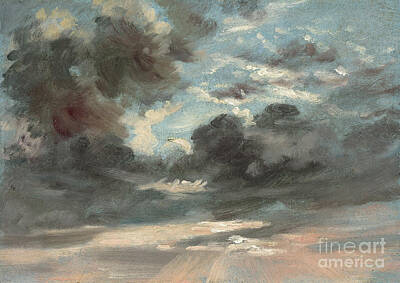 City Scenes Paintings - Cloud Study Stormy Sunset - John Constable  by Sad Hill - Bizarre Los Angeles Archive
