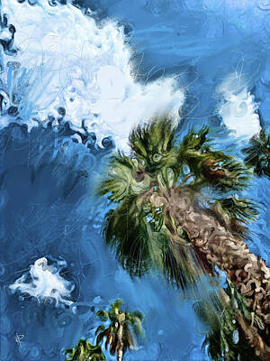 City Scenes Mixed Media Rights Managed Images - Clouds and Palms Royalty-Free Image by Russell Pierce