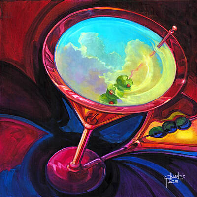 Martini Paintings - Clouds in my Martini by Charles Pace