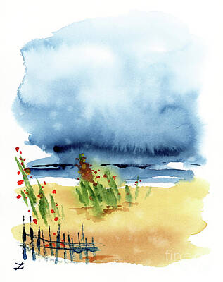 Beach Paintings - Coastal Scene by Zaira Dzhaubaeva