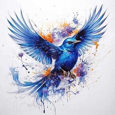 Birds Paintings - Cobalt Dreams by Lourry Legarde