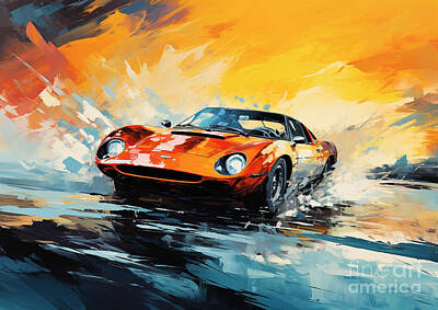 Sports Drawings - Codatronca Diracer Coastal Serenade Spadas Abstract Symphony in Sport Car Power by Lowell Harann