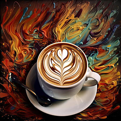 Impressionism Digital Art Rights Managed Images - Coffee Lover Royalty-Free Image by Lourry Legarde