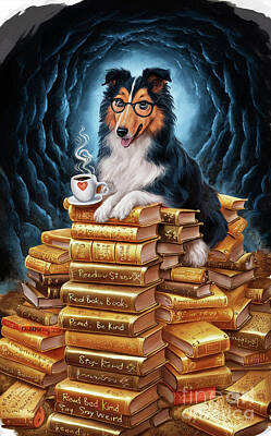 Drawings Royalty Free Images - Collie lover - Book Lover - Read Books - Book Lover - Gift Book Reader - Gift for Librarian - Read Books Be Kind Stay Weird - Be Kind Royalty-Free Image by Grover Mcclure