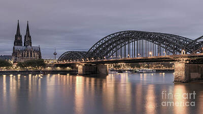 Luck Of The Irish - Cologne Cathedral and Hohenzollern Bridge after sunset by Henk Meijer Photography