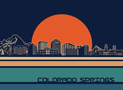 Fairy Tales - Colorado Springs skyline retro 3  by Bekim M