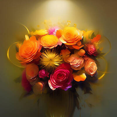 Spot Of Tea Royalty Free Images - Colorful Blooms in a Vase 21 Royalty-Free Image by Mihaela B