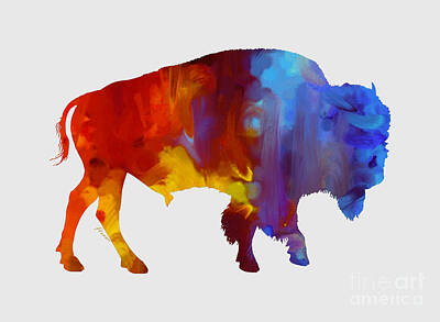 Vesna Antic Abstract Paintings - Colorful Buffalo by Hailey E Herrera