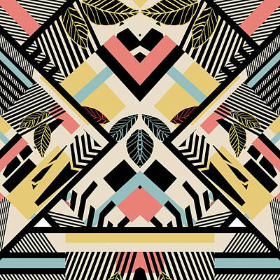 Snails And Slugs - Colorful doodles geometric pattern by Julien