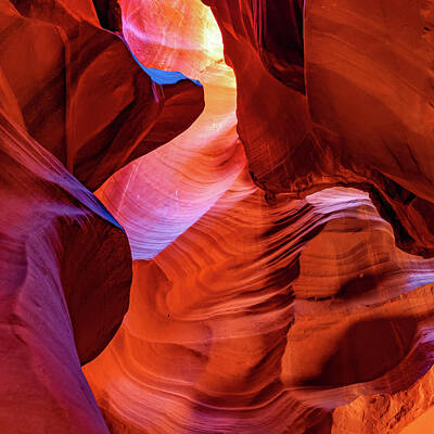 Abstract Landscape Photos - Colorful Formations of Light in Antelope Canyon by Gregory Ballos