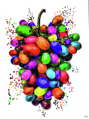 Wine Mixed Media - Colorful Grape  by Daniel Janda