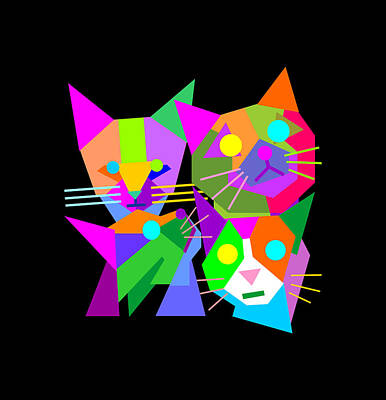 Mammals Rights Managed Images - Colorful Group of Cat Geometric WPAP Pop Art Style Royalty-Free Image by Ahmad Nusyirwan