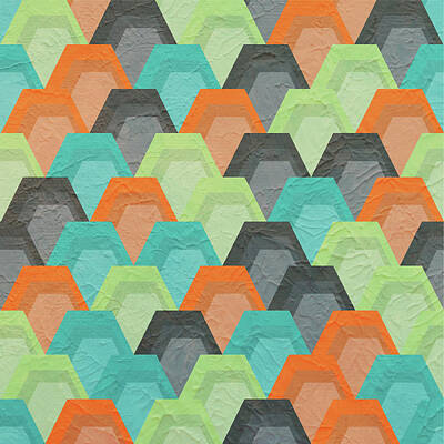Royalty-Free and Rights-Managed Images - Colorful Hexagonal Pattern - 2 by Studio Grafiikka