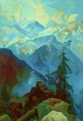 Mountain Mixed Media - Colorful Mountain Scenery  by Shelli Fitzpatrick