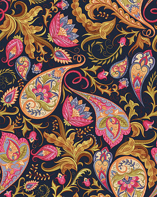 1-steampunk - Colorful paisley floal seamless pattern by Julien