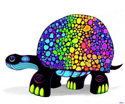 Reptiles Digital Art - Colorful Rainbow Turtle  by Nick Gustafson