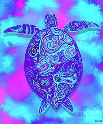 Reptiles Digital Art - Colorful Sea Turtle  by Nick Gustafson