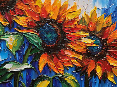 Sunflowers Digital Art - Colorful Sunflowers  by Patricia Betts